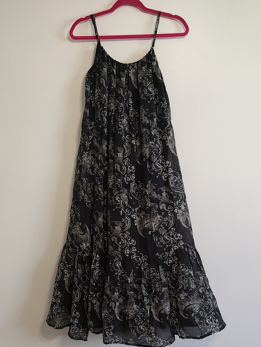 Black Paisley-Print Spaghetti Strap Dress